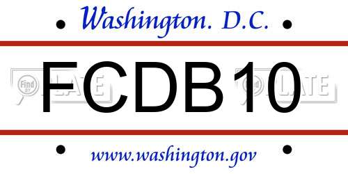 FCDB10 District Of Columbia License Plate