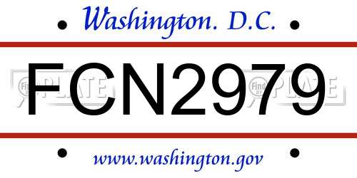 FCN2979 District Of Columbia License Plate