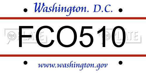 FCO510 District Of Columbia License Plate