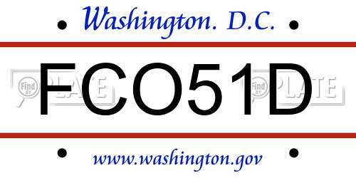 FCO51D District Of Columbia License Plate