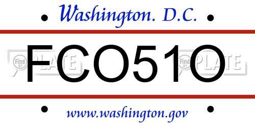 FCO51O District Of Columbia License Plate
