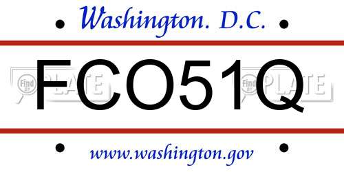 FCO51Q District Of Columbia License Plate