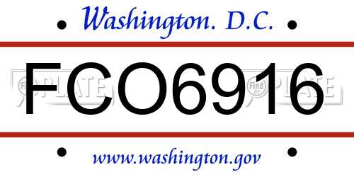 FCO6916 District Of Columbia License Plate