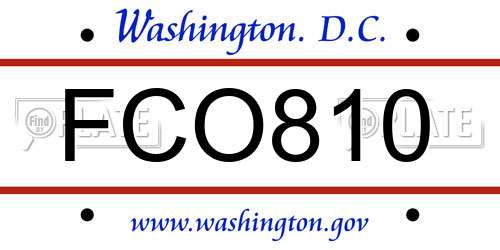 FCO810 District Of Columbia License Plate