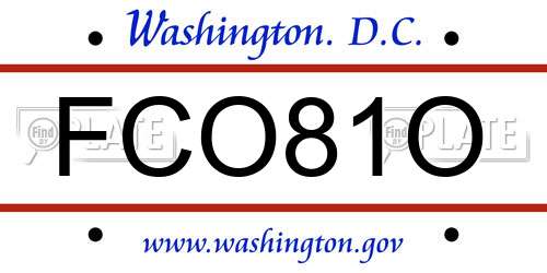 FCO81O District Of Columbia License Plate