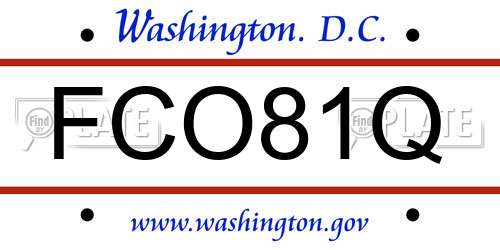 FCO81Q District Of Columbia License Plate