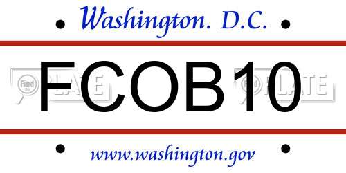 FCOB10 District Of Columbia License Plate