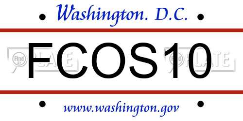 FCOS10 District Of Columbia License Plate