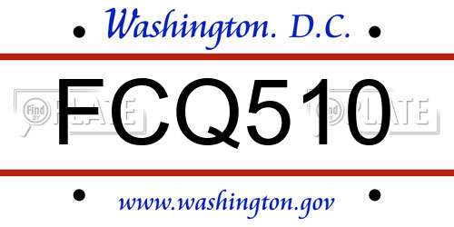 FCQ510 District Of Columbia License Plate
