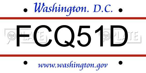 FCQ51D District Of Columbia License Plate