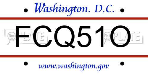 FCQ51O District Of Columbia License Plate
