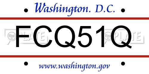 FCQ51Q District Of Columbia License Plate