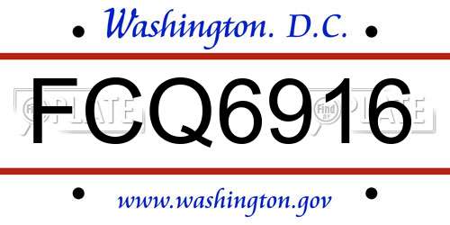 FCQ6916 District Of Columbia License Plate