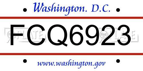 FCQ6923 District Of Columbia License Plate