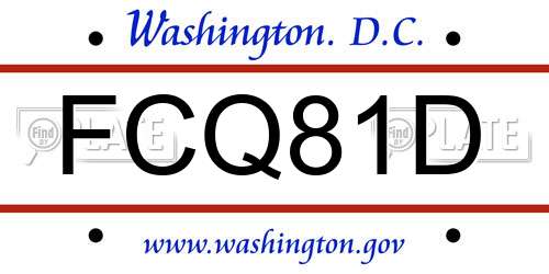 FCQ81D District Of Columbia License Plate