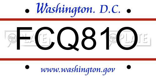 FCQ81O District Of Columbia License Plate