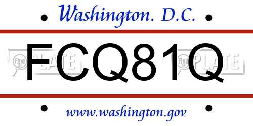 FCQ81Q District Of Columbia License Plate