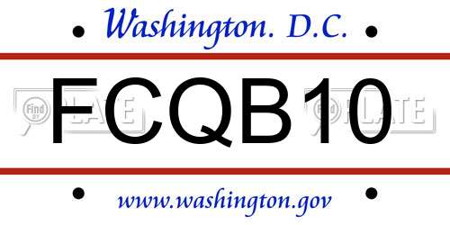 FCQB10 District Of Columbia License Plate