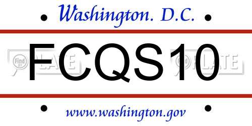 FCQS10 District Of Columbia License Plate