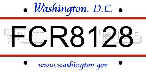 FCR8128 District Of Columbia License Plate