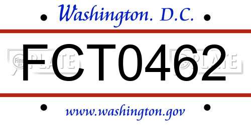 FCT0462 District Of Columbia License Plate