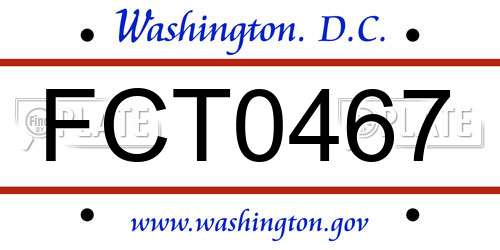 FCT0467 District Of Columbia License Plate