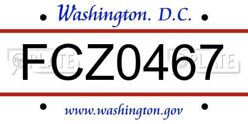 FCZ0467 District Of Columbia License Plate