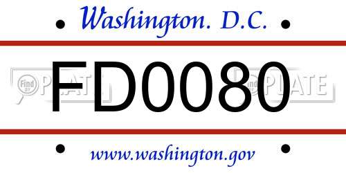 FD0080 District Of Columbia License Plate