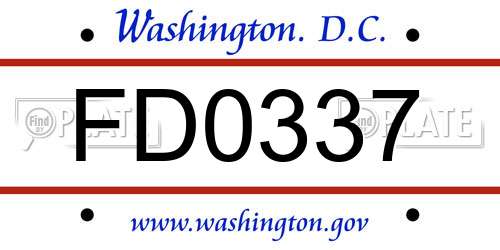 FD0337 District Of Columbia License Plate