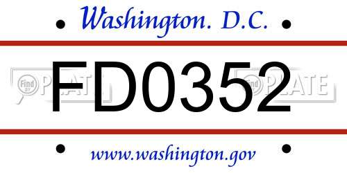 FD0352 District Of Columbia License Plate