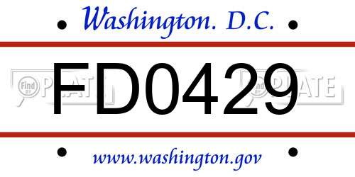 FD0429 District Of Columbia License Plate