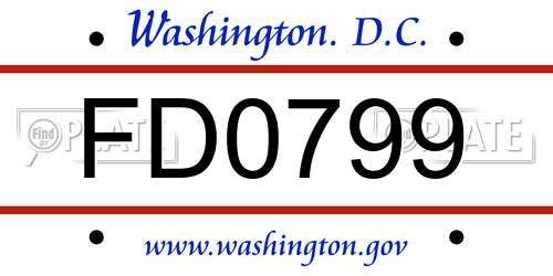 FD0799 District Of Columbia License Plate