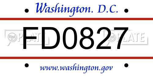 FD0827 District Of Columbia License Plate