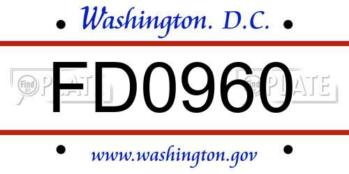 FD0960 District Of Columbia License Plate