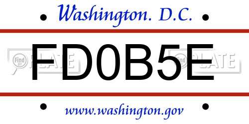 FD0B5E District Of Columbia License Plate