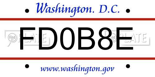 FD0B8E District Of Columbia License Plate