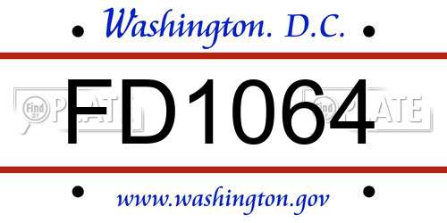 FD1064 District Of Columbia License Plate