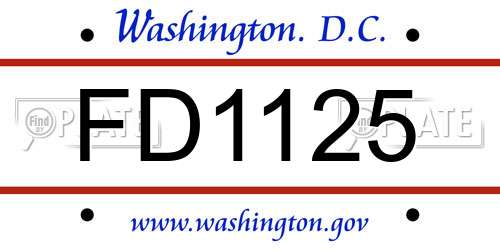 FD1125 District Of Columbia License Plate