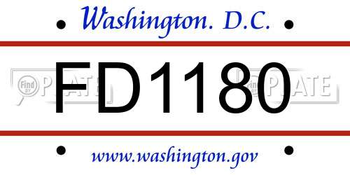 FD1180 District Of Columbia License Plate