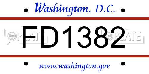 FD1382 District Of Columbia License Plate