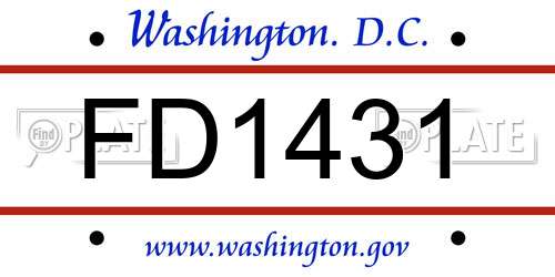 FD1431 District Of Columbia License Plate