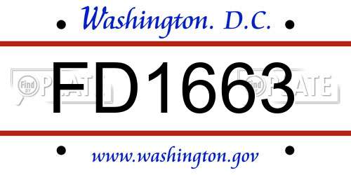 FD1663 District Of Columbia License Plate
