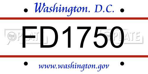 FD1750 District Of Columbia License Plate