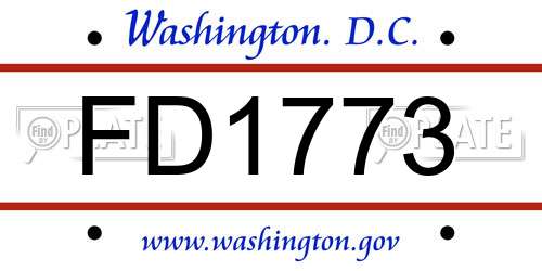 FD1773 District Of Columbia License Plate