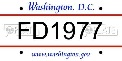 FD1977 District Of Columbia License Plate