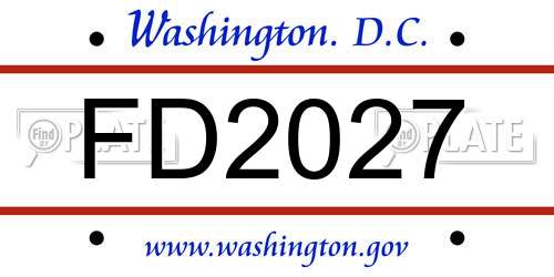 FD2027 District Of Columbia License Plate