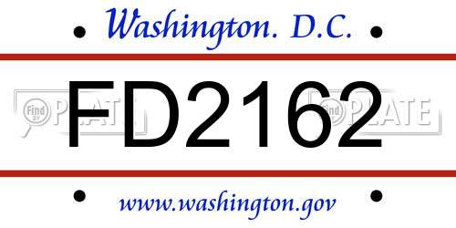 FD2162 District Of Columbia License Plate