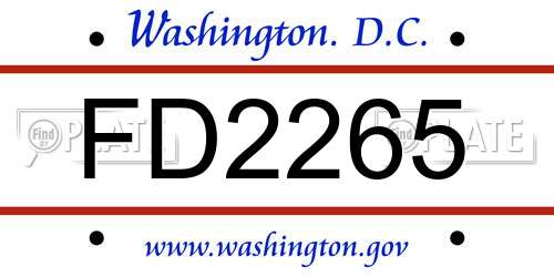 FD2265 District Of Columbia License Plate