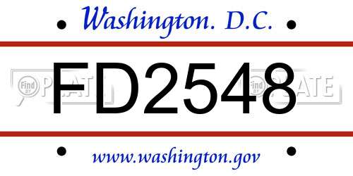 FD2548 District Of Columbia License Plate