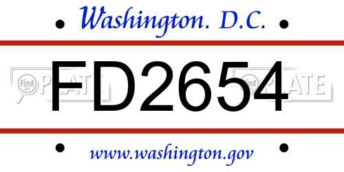 FD2654 District Of Columbia License Plate